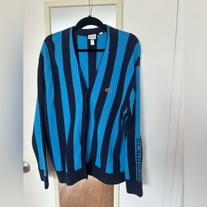 Supreme x Lacoste Men's Blue and Black Striped Cardigan